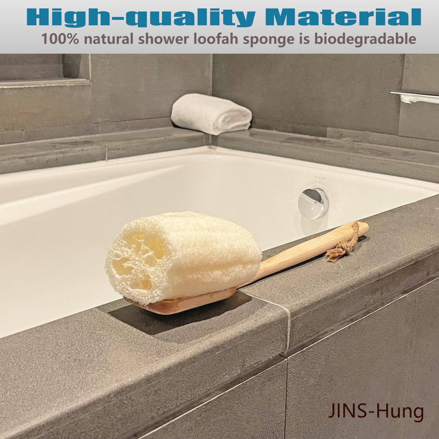 Natural Loofah Exfoliating Bath Brush - Body Luffa Loofa Sponge on a Stick
